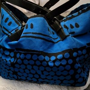 Bottega Veneta pattern black and blue tote bag